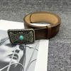 Retro Edgy Buckles Belt Adjustable Brown PU Leather Strap Embossed Belt Fashion Accessory For Women Men