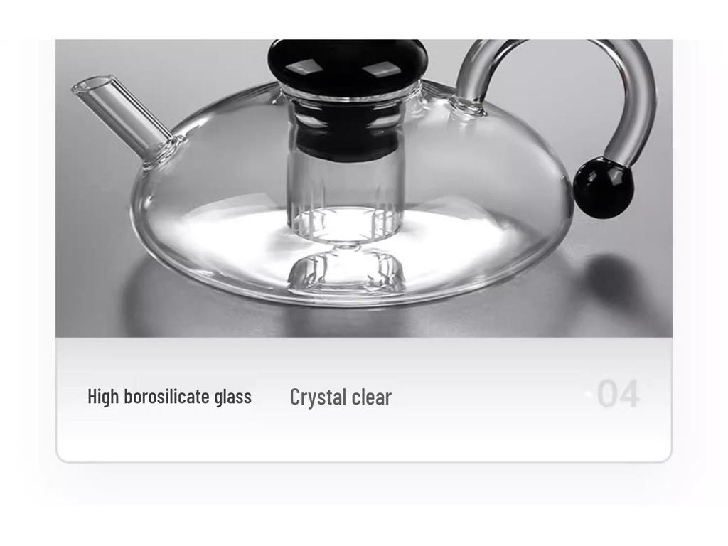 Nordic Style Smoke Grey High-Temperature Resistant Sage Glass Kettle Teapot Set