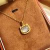 S925 Sterling Silver Chalcedony Cat Necklace with Zircon Pendant