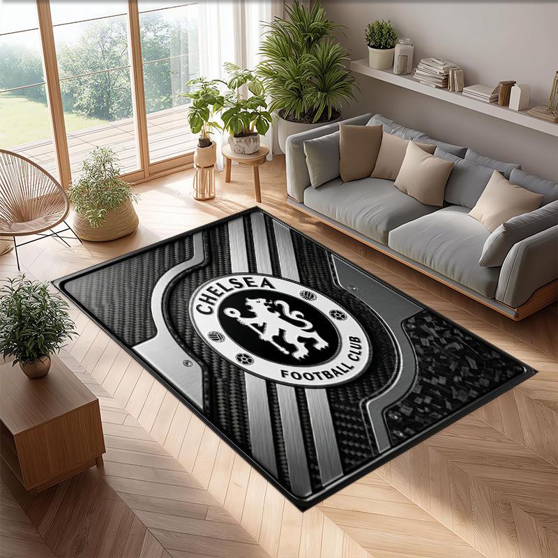 Chelsea FC Printed Flannel Area Rug Non Slip Soft Polyester Floor Carpet Indoor Decor Mat for Bedroom Living Room Sofa Game Room Home Decoration