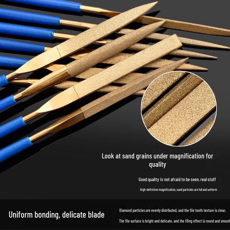 Titanium-Plated Diamond Needle Files Set - Mini Scraper and Grinding Tools Assortment