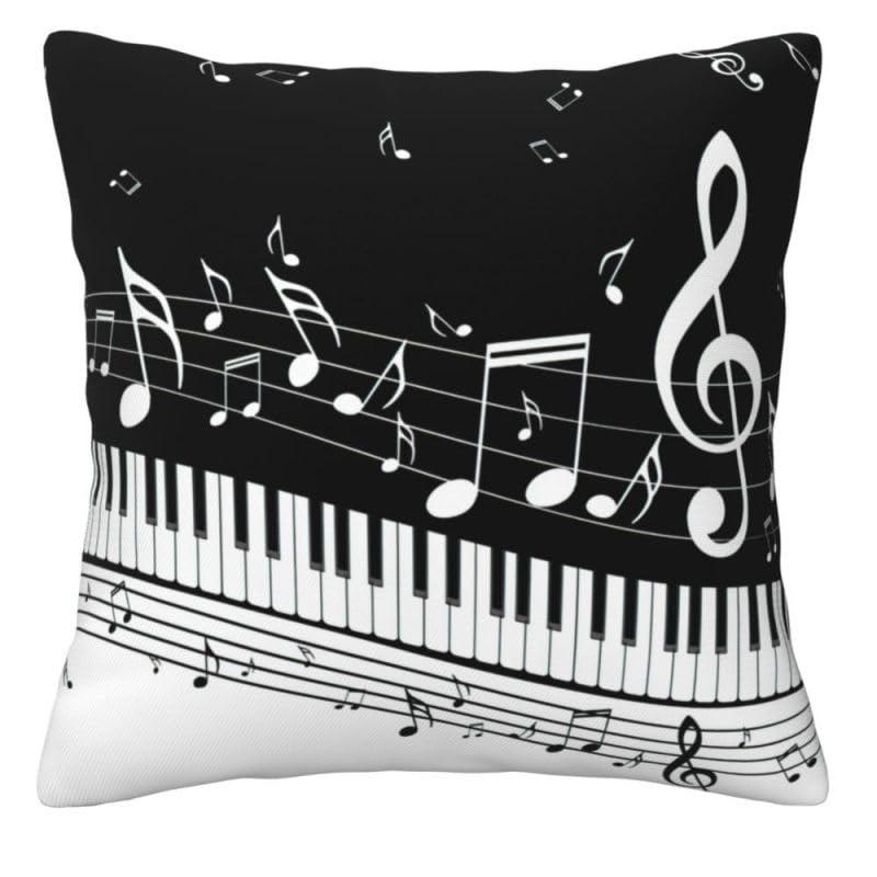 Home Decor Music Notes & Piano Keys Pillow Covers Pattern Cushion Cover Suitable For Sofa Bedroom Car Pillow Cover
