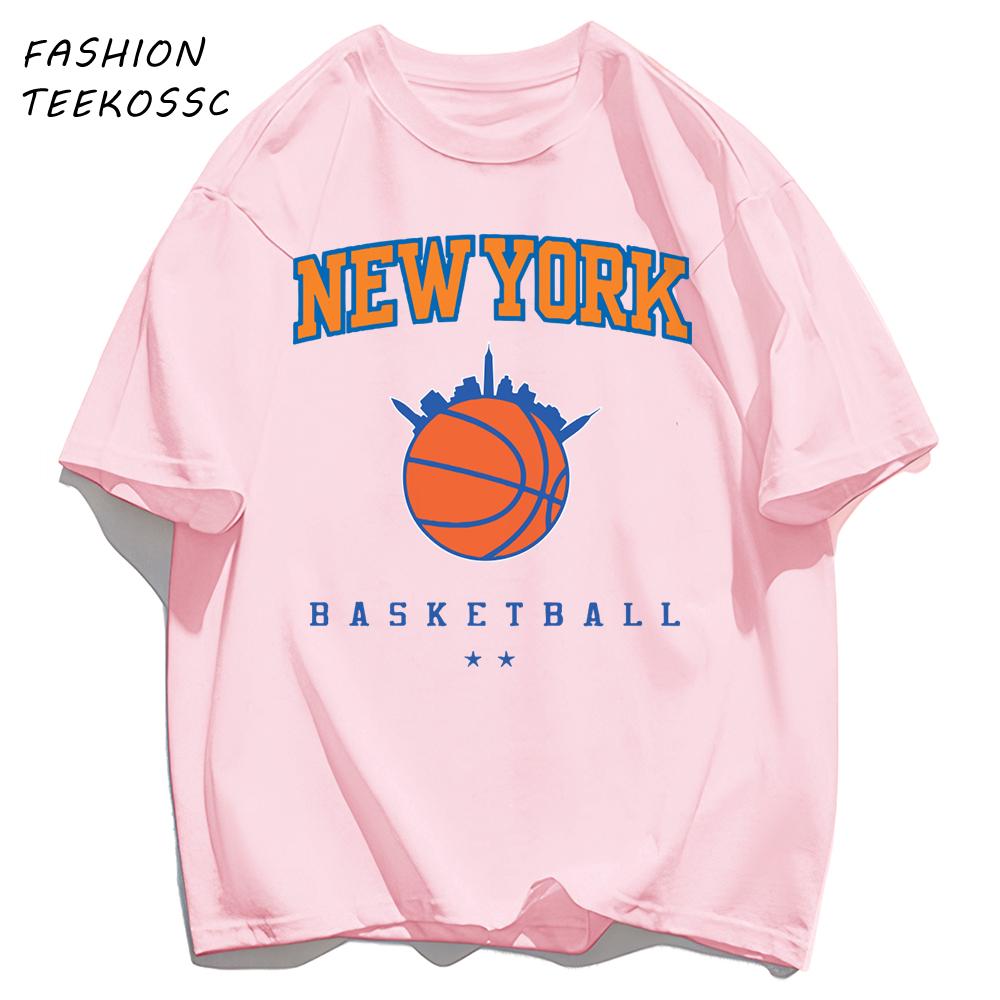 New York Basketball Print Men Basics TShirt Trendy Casual Oversize T Shirts Cotton Soft Streetwear Summer AllMatch Clothes