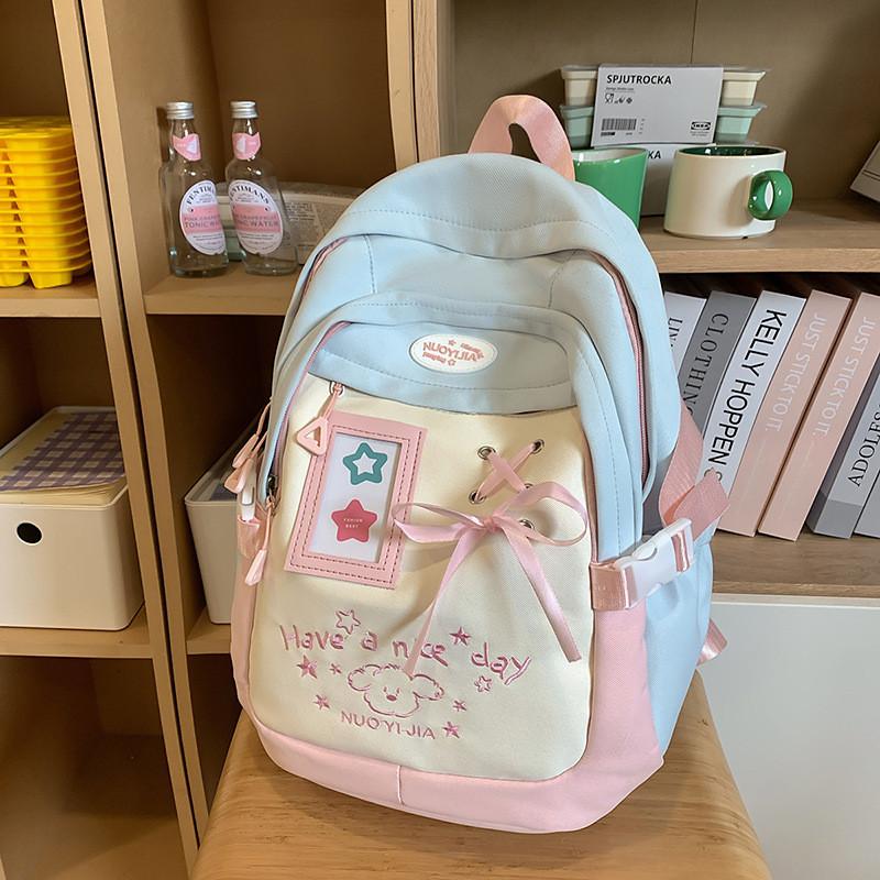 Nylon Girls School Backpack With Breathable Straps For Middle School Students