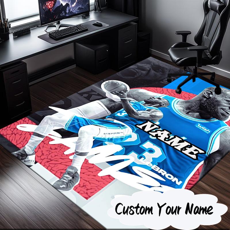 Custom Name James Championship Moment Carpet, Chair Rug,Area Rug for Office Bedroom Living Rooms Bedroom, Doormat Decor Christmas Fan Gifts