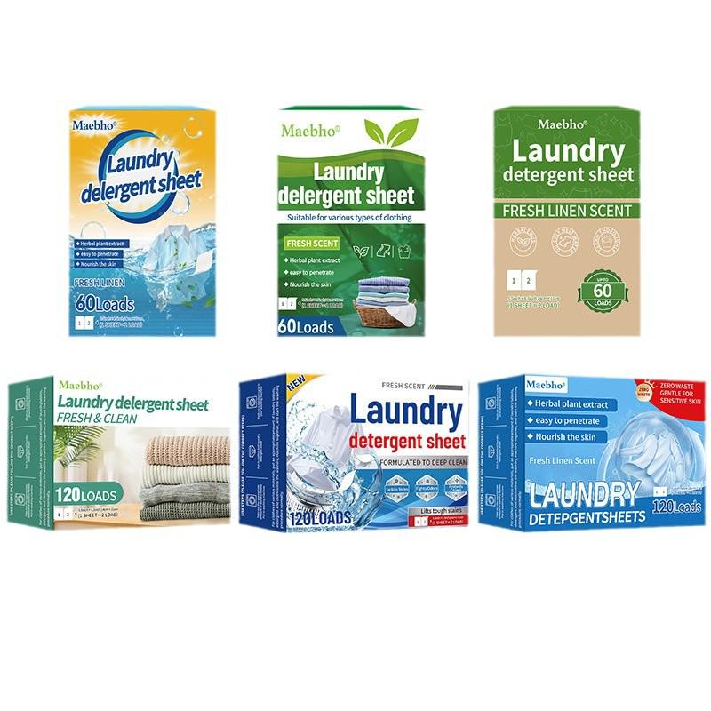 Portable Concentrated Laundry Sheets, Quick-Dissolving Stain Removers with Fresh Linen Scent