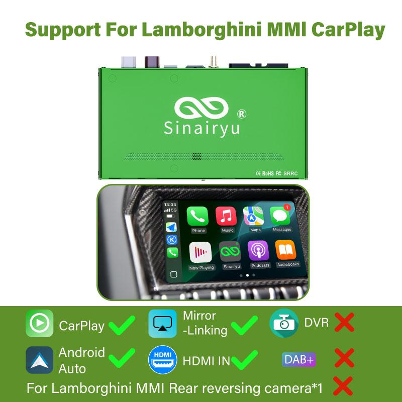 

Sinairyu Беспроводной CarPlay Android Auto DAB DVR HDMI Kit Mirror-Link Совместимость с Lamborghini Aventador Huracán Without DVR/DAB/Camera