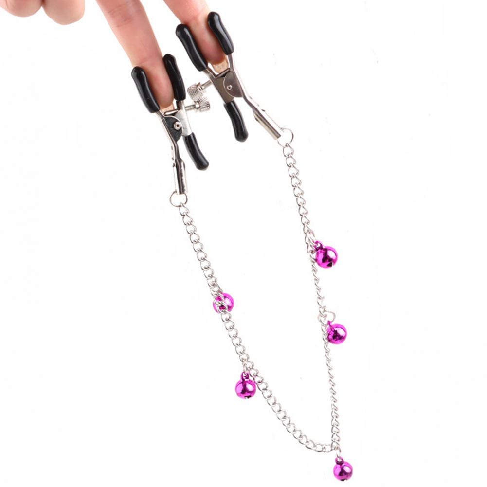 1Pair Breast Clamp Eye-Catching Enjoyment Metal Nipple Screw Clip With Bell For Adult Men And Women