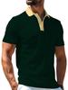 1pc Men'S Short Sleeve Polo Shirt, Multi-Size Available, Collar Button Design, Dark Green Light Yellow Contrast, Light Yellow Lapel Short Sleeve Top,