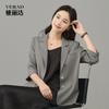 Commuting Lightweight Seven Quarter Sleeved Gray Suit Jacket Women's Top Short Casual Suit