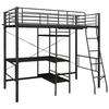 VidaXL Bunk Bed with Table Frame Bed Structure Bed Frame Children Bedroom Home Interior Black Metal 287907