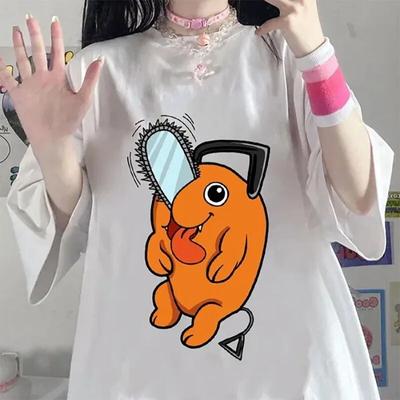 Anime T-shirts Funny Pochita Graphic Printed Tee Shirt Summer Casual Round Neck Loose Short Sleeve Tops