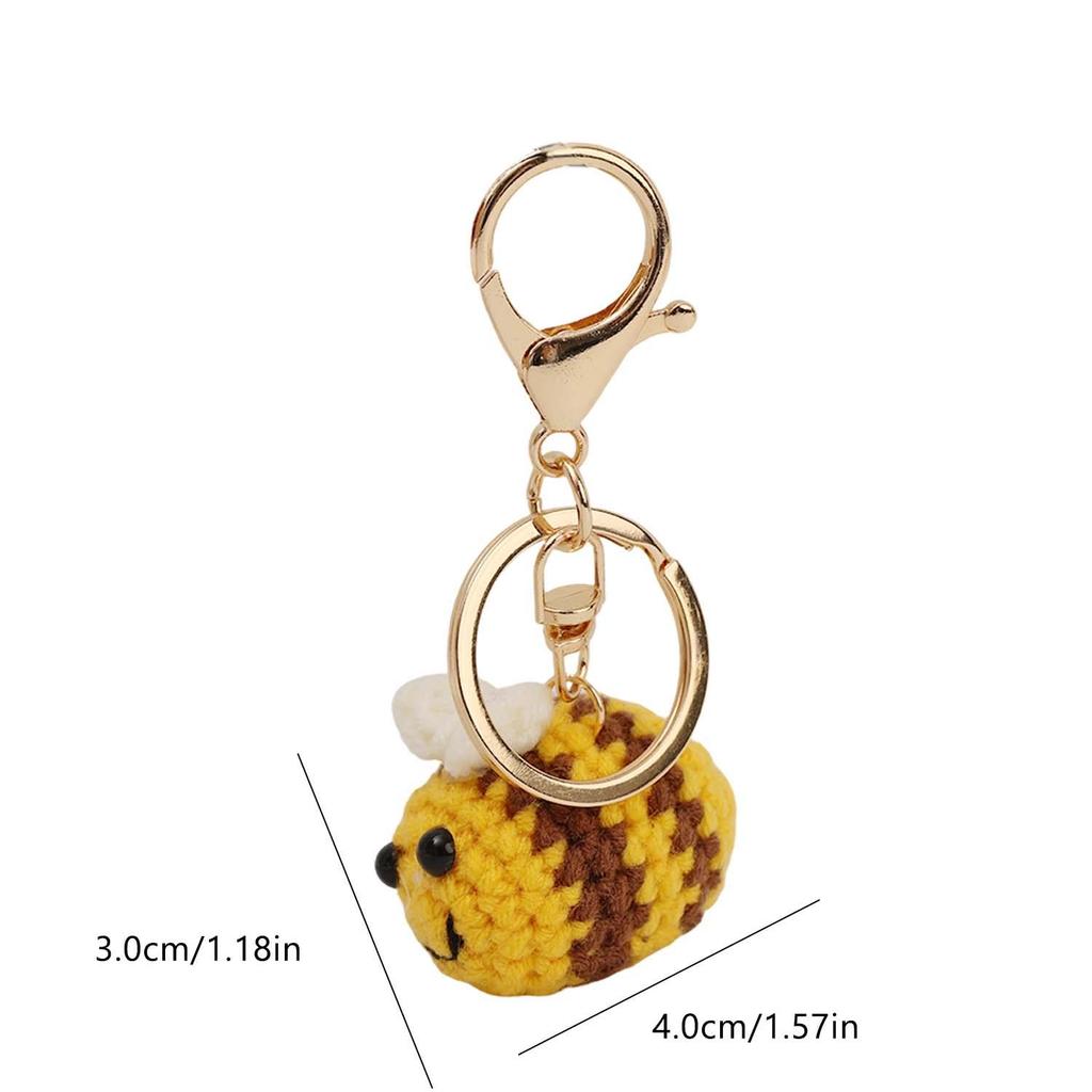 5pcs Fashion Woolen Knitting Little Bee Keychain DIY Handmade Bag Pendant Keyring for Friend Gifts Cartoon Cute Animal Key Chain