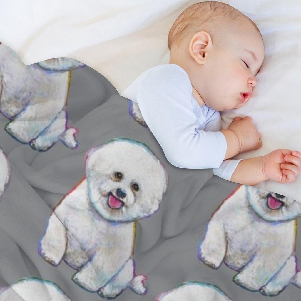 Cute and Floofy Bichon Frise by Robert Phelps Throw Blanket Bed linens Sleeping Bag for babies Decorative Sofa Blankets
