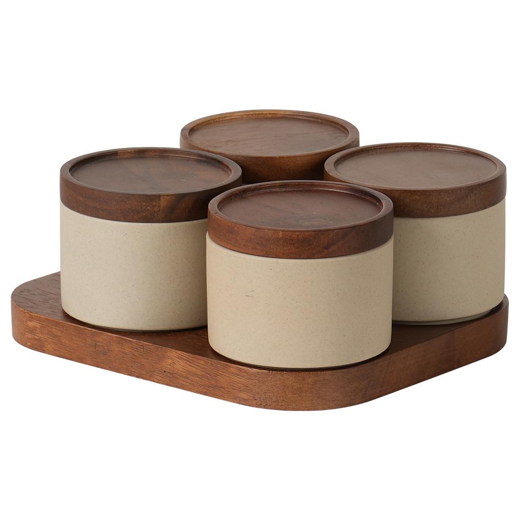 New Ceramic Spice Jar Set Japanese Style Kitchen Condiment Containers for Salt Pepper Seasoning