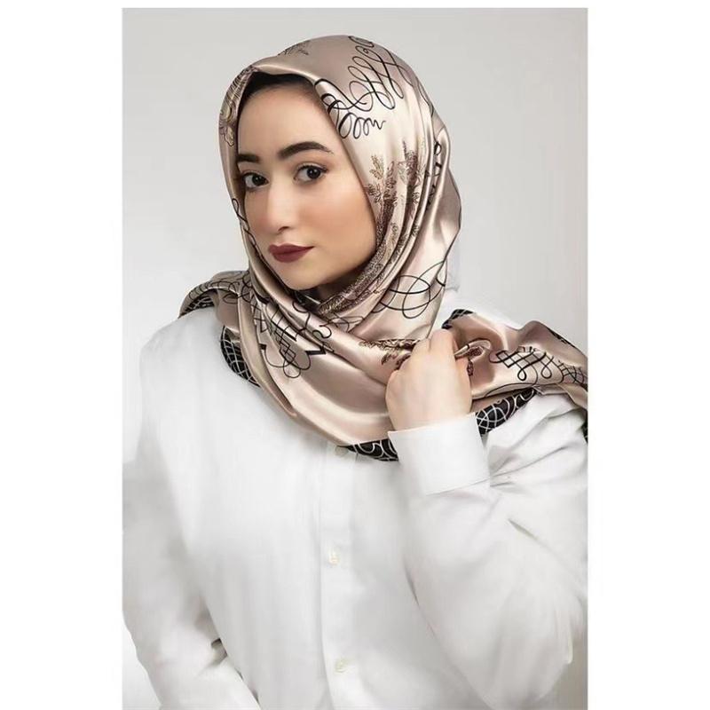 

90*90 см Досуг Мода Напечатанная Флора Квадратные Шали Накидки Шарфы Атласный Дамский Косынка Шейный Платок Дамская Повязка На Голову 90*90cm