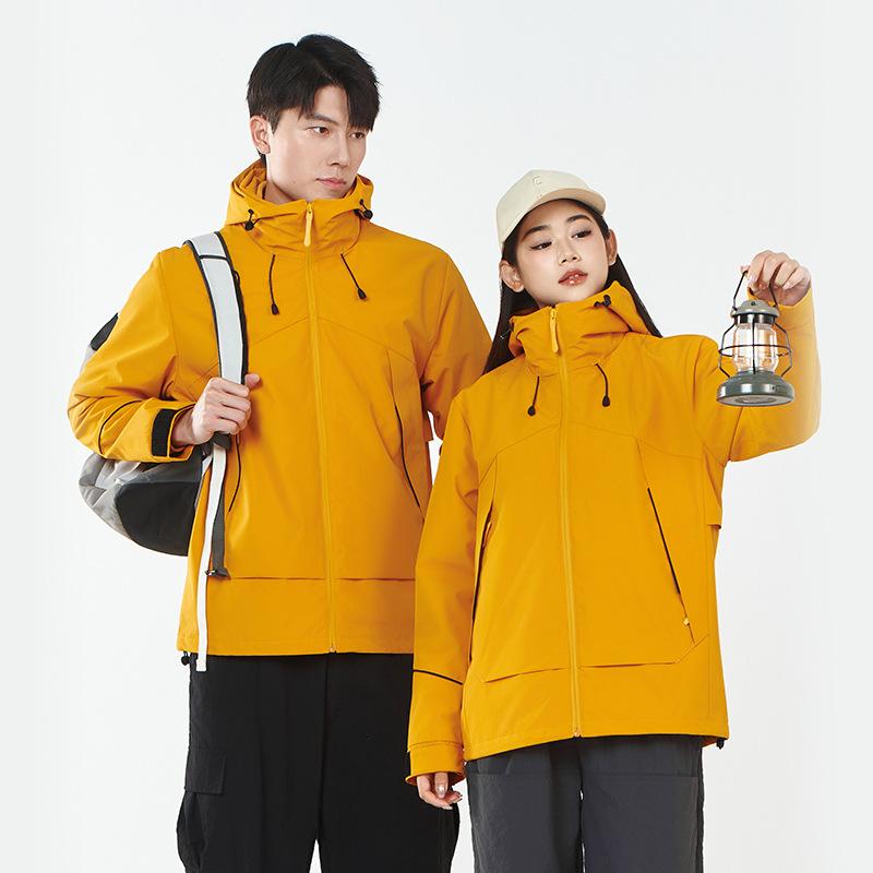 Autumn and winter couple's softshell jackets, warm and windproof, hooded inner liner, detachable, can be worn alone plus size sports and outdoor wear
