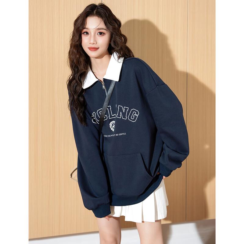 

TonLion Women s Collared Letter Sweatshirt L