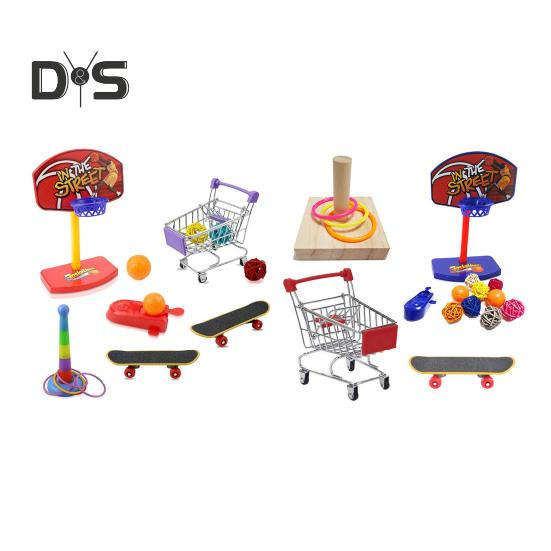 Sada hraček pro papoušky, ekologická, bez zápachu, barevná basketbalová hračka, mini nákupní vozík, papoušek, broušení, žvýkací hračky