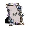 Elegant Emaille Bloemen Vogel Metalen Fotolijst Met Strass Accent Antiek Fotolijstje Voor Tafelblad Planken Decoraties