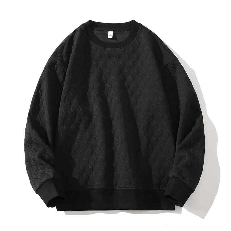 Wassup Sohot Men's Textured Stripe Crew Neck Long-Sleeve Tee