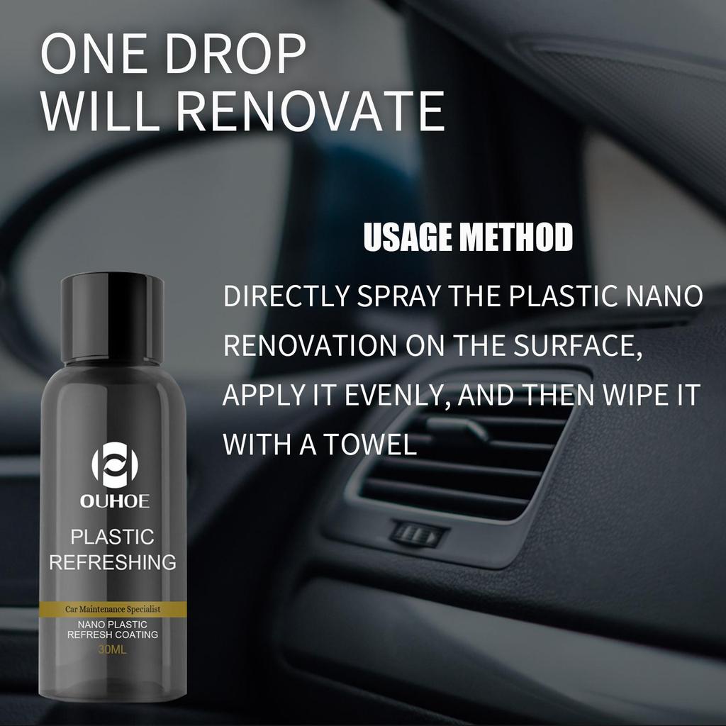 Rayhong Car Plastic Dashboard Renewal Agent 30/50ml  Restores Faded Plastic, Cleans, Shines & Protects Interior from Dust