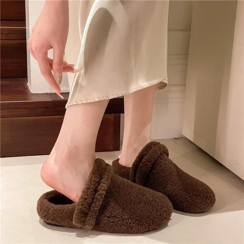 Fashion New Autumn Winter Women Casual Flats Woman Moccasins Soft Loafers Fashion Comfort Warm Plush Slip on Female Cotton Slippers