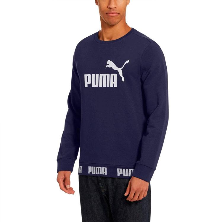 Puma Amplified Graphic Crew Neck Sweatshirt Men Tops Peacoat-Blue 854736-06