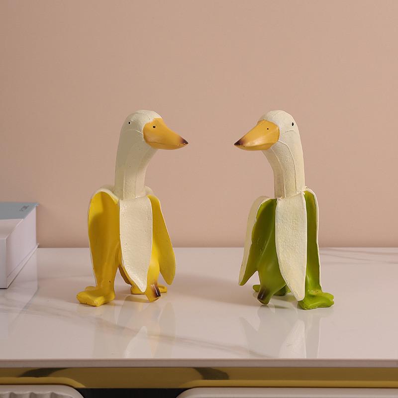 Duck Banana Resin Animal Sculpture Fun Desktop Decorations Gift For Friends