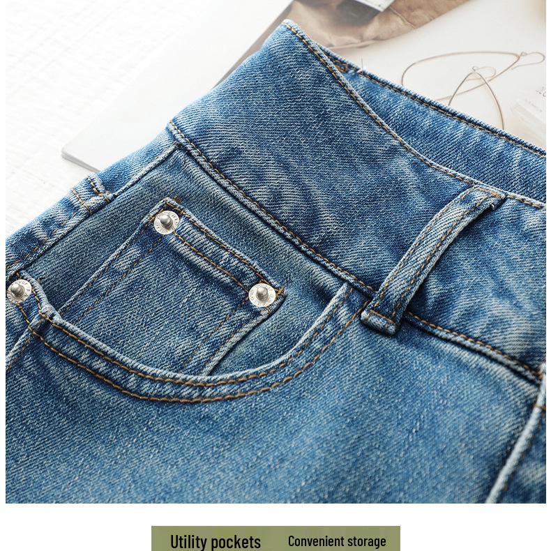 Light Blue High-Waisted Slimming Bell-Bottom Jeans - Women's Casual Micro-Flare, 2026 Spring/Summer Collection