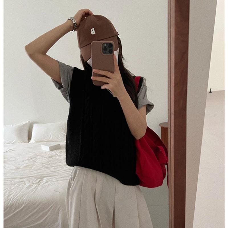 YYFS Dámská móda Ležérní podzim Zima Jednobarevné svetry bez rukávů s výstřihem do O