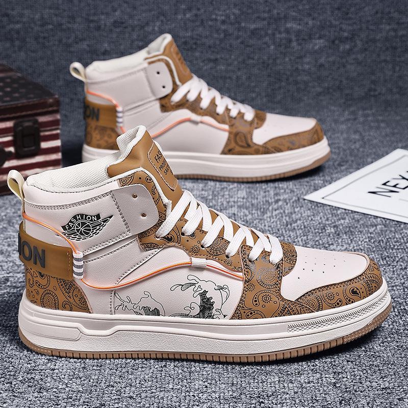 

Shoes men s large size new leather men s sports board shoes fashion Korean version high-top casual trendy shoes men 47