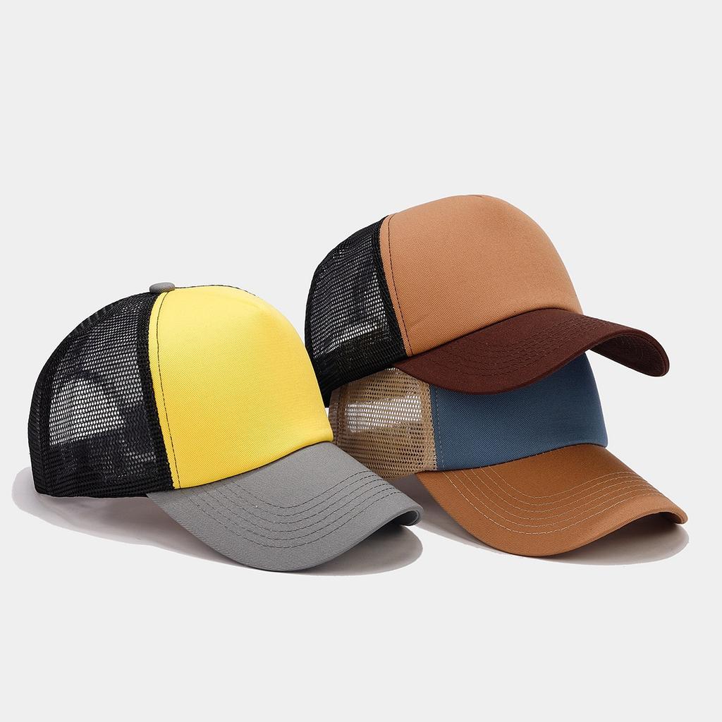 High Quality Low MOQ 5 Panel Unisex Blank Trucker Hats Cotton Fabric Adjustable Size Curved Brim Mesh Baseball Trucker Cap