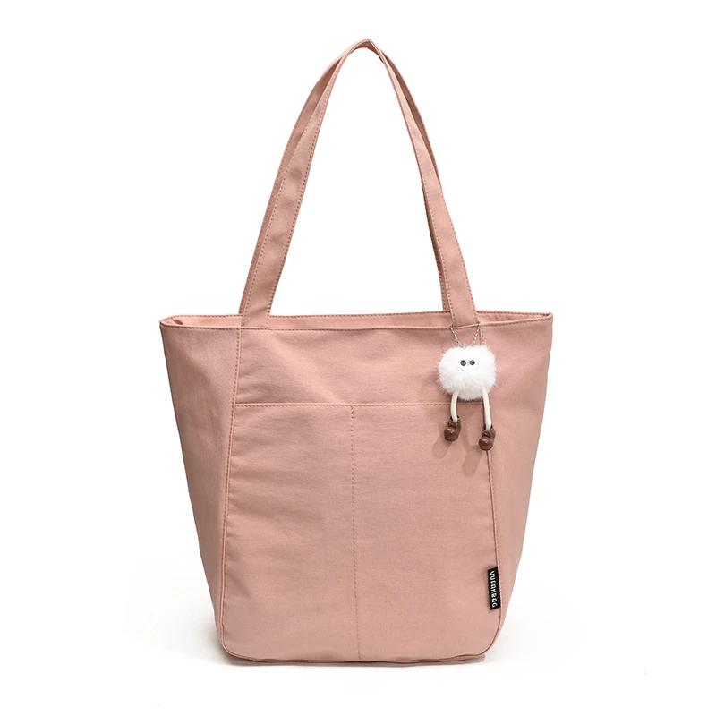 

Однотонна нейлонова сумка-тоут Повсякденна жіноча сумка через плече Модна та універсальна сумка для роботи та повсякденного життя Сумка рожевий