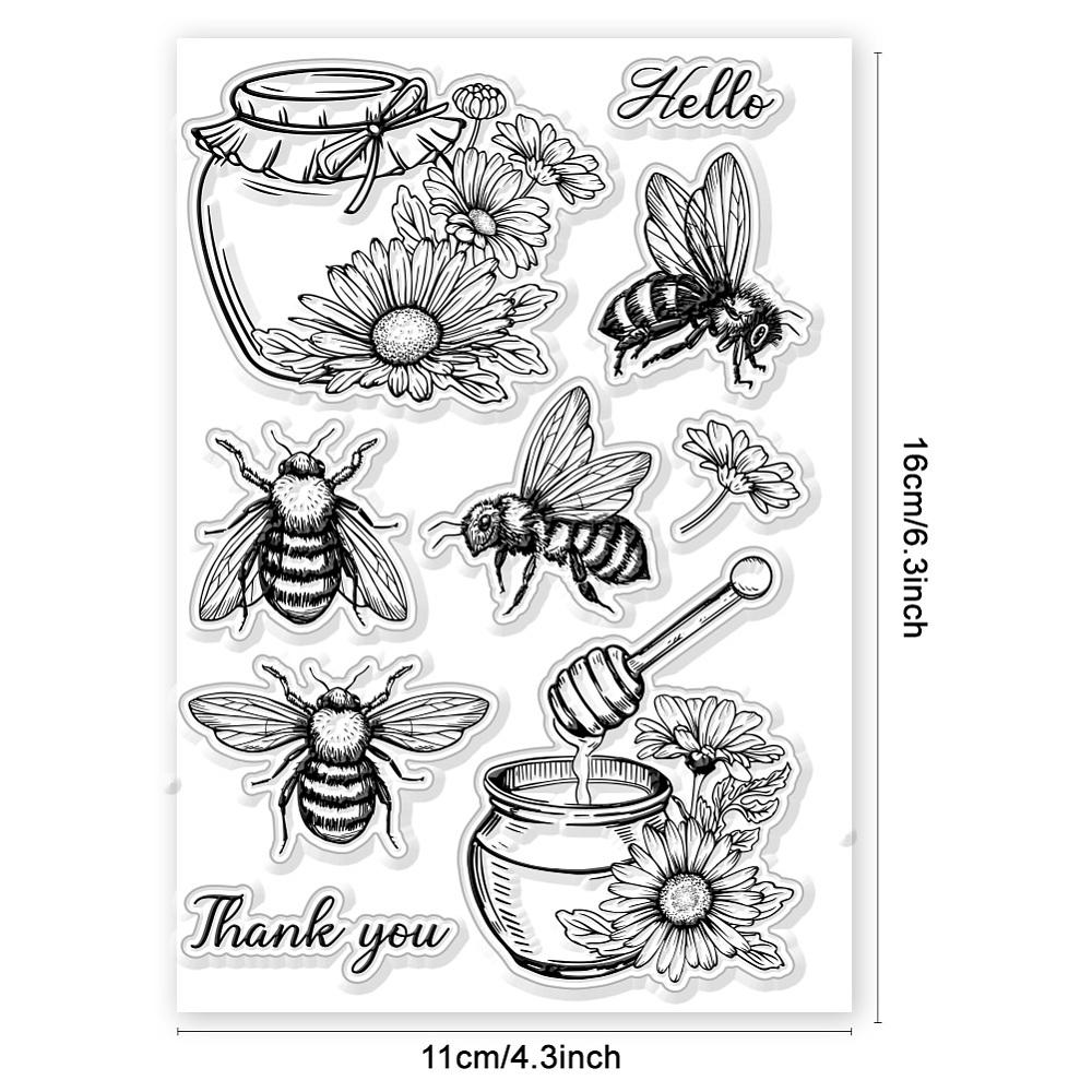 Custom PVC Plastic Clear Stamps for DIY Scrapbooking Photo Album Decorative Cards Making Bees 160x110x3mm