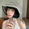 Summer Fisherman Hat for Woman Weaving Bucket Hat Crochet Stripe Pattern Cap