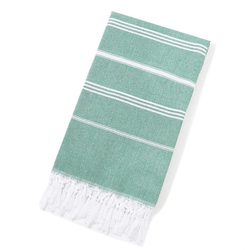 Custom Pure Cotton Turkish Striped Beach and Sauna Towel with Non-Stick Sand and Tassels for Adults