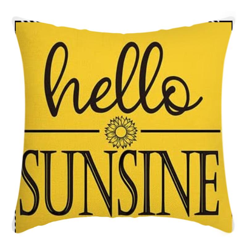 Printed Sunflower Nordic Fresh Home Cotton and Linen Pastoral Style Pillow Living Room Sofa B&B Bay Window Large Cushion Cover