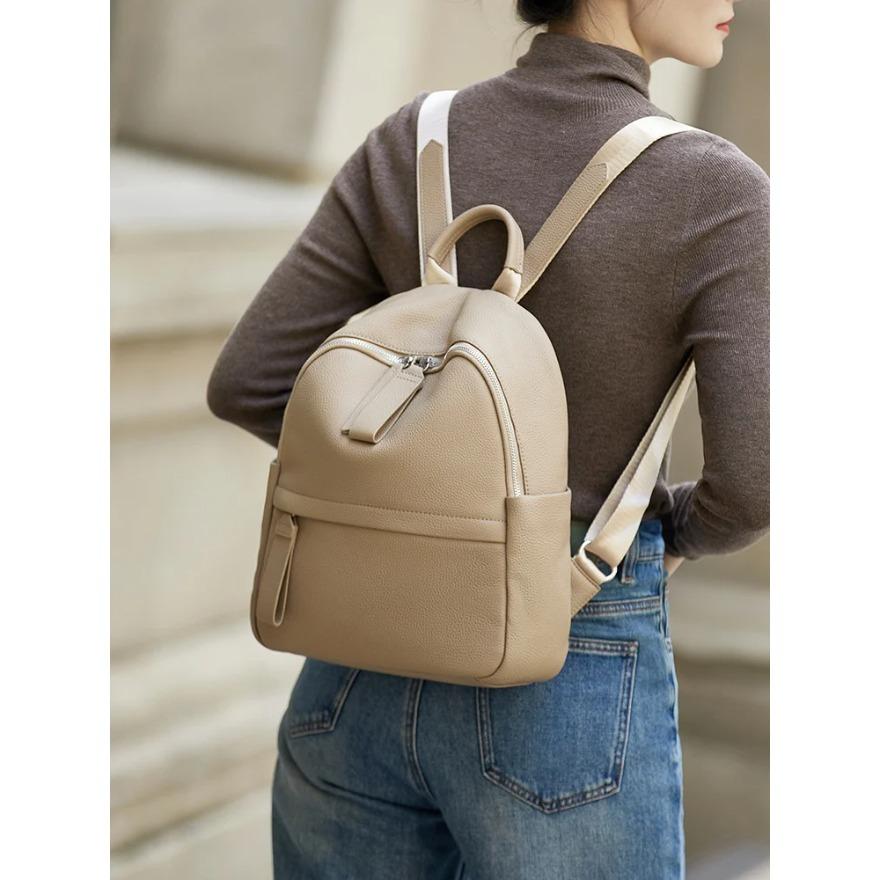 

Cow Leather Backpack For Women Large Capacity Solid College Bag Girl And Travel Bag Limited New Premium Durable