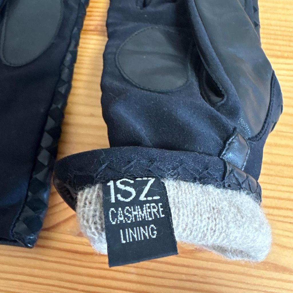 Used Gloves Black Black 100% Cashmere Leather Gloves Leather Gloves