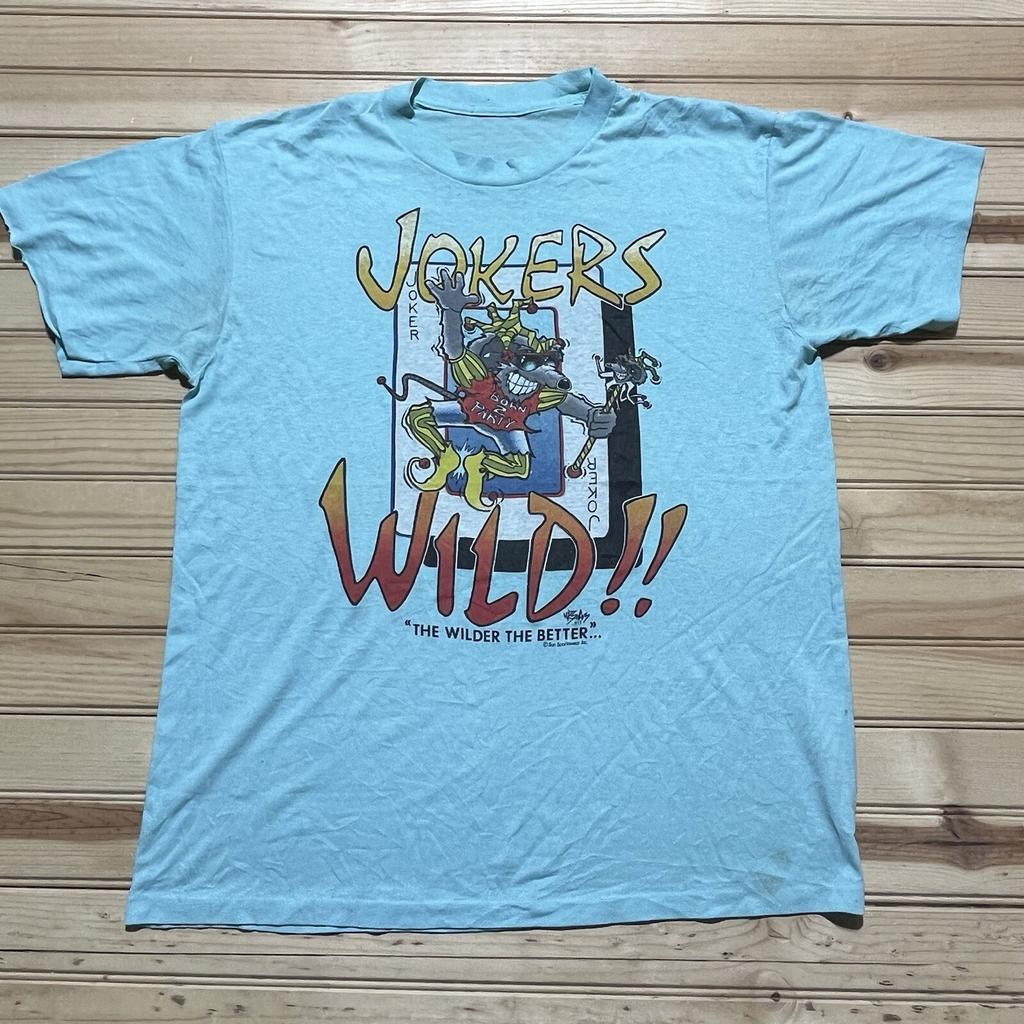 Vintage 80s Jokers Wild Born To Party Rat Shirt Size Large Single Stitch Unisex T-Shirt