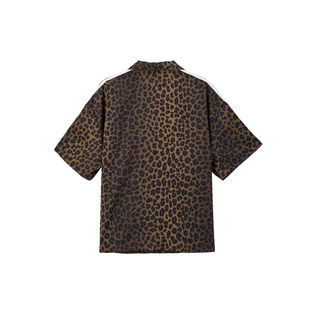 Adidas Originals Classic Sports Series Comfortable Polo Loose Striped Leopard Print Short Sleeve Shirt Women Shirts Layered-Bronze KA2678