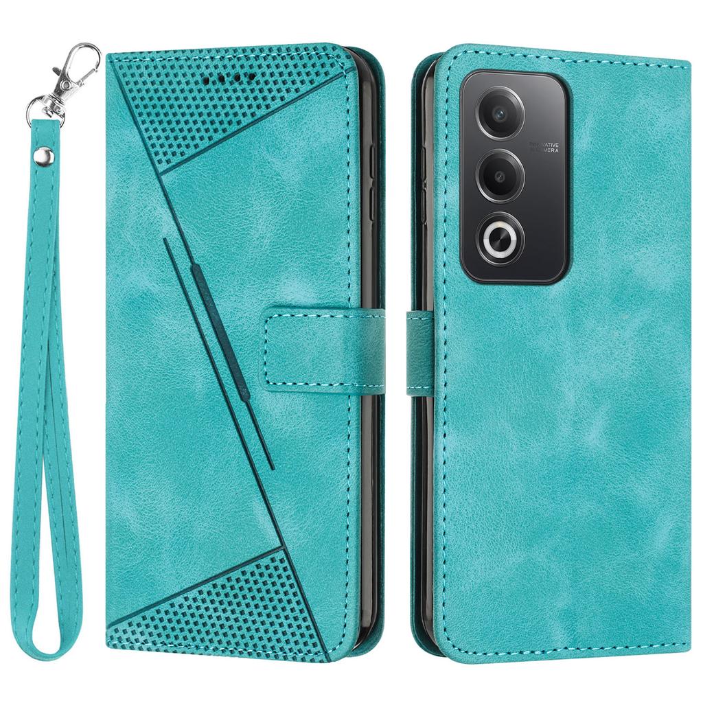 For Oppo A3 Pro (Global) 5G/A3 Pro (India) 5G/K12x 5G (India) Case Triangle Pattern Leather Phone Cover with Hand Strap Card Slots