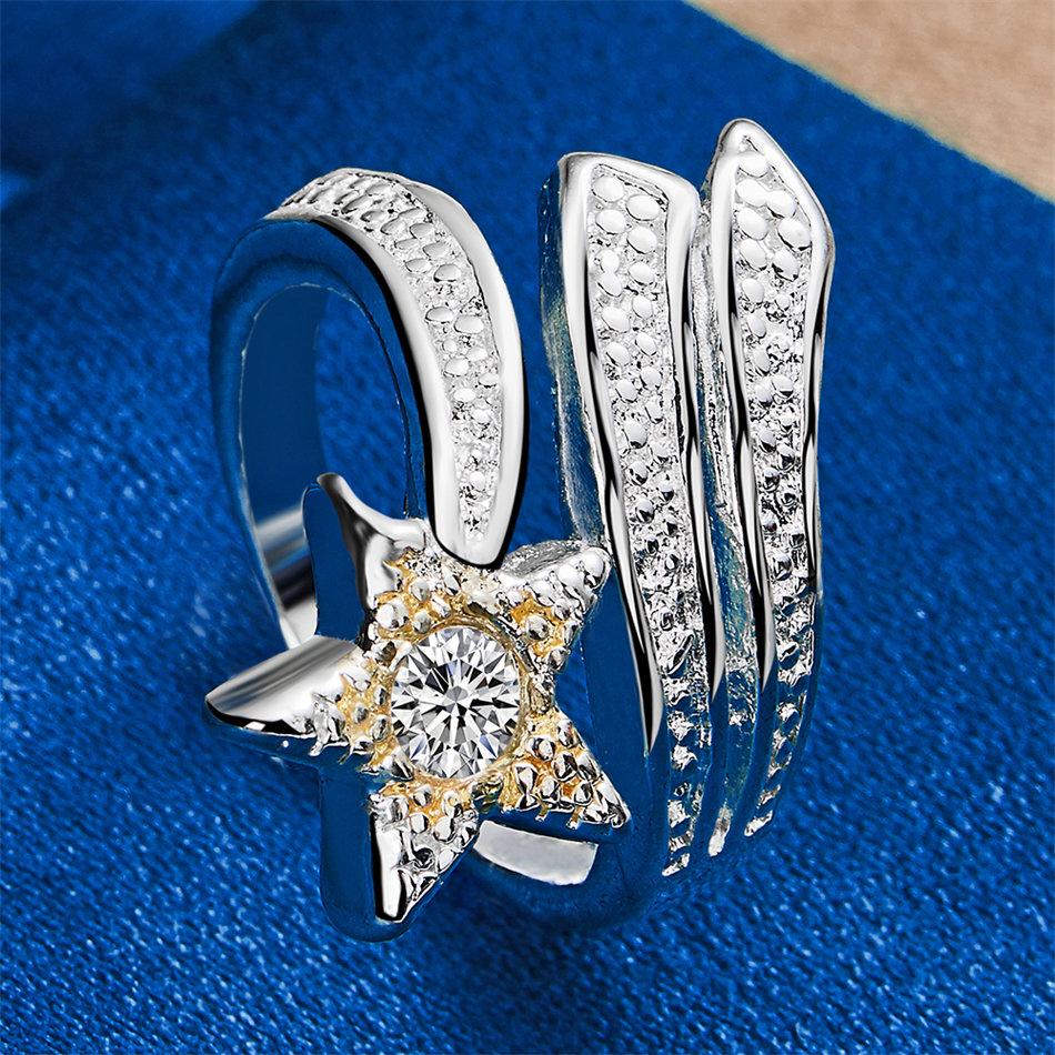 1 piece of 925 sterling silver exquisite star ring with an opening, women's jewelry accessories, fashionable wedding gift