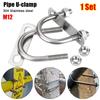 1Set 304 Stainless Steel Pipe U-clamp Screws Right Angle U-bolt Durable Round Bolt  for Round Tube