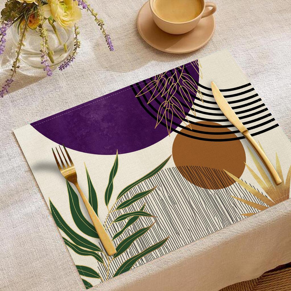 Künstlerische Moderne Geometrische Pflanzenblätter Muster Platzsets Elegante Tischsets Für Esstisch Dekoration In Küche Esszimmer