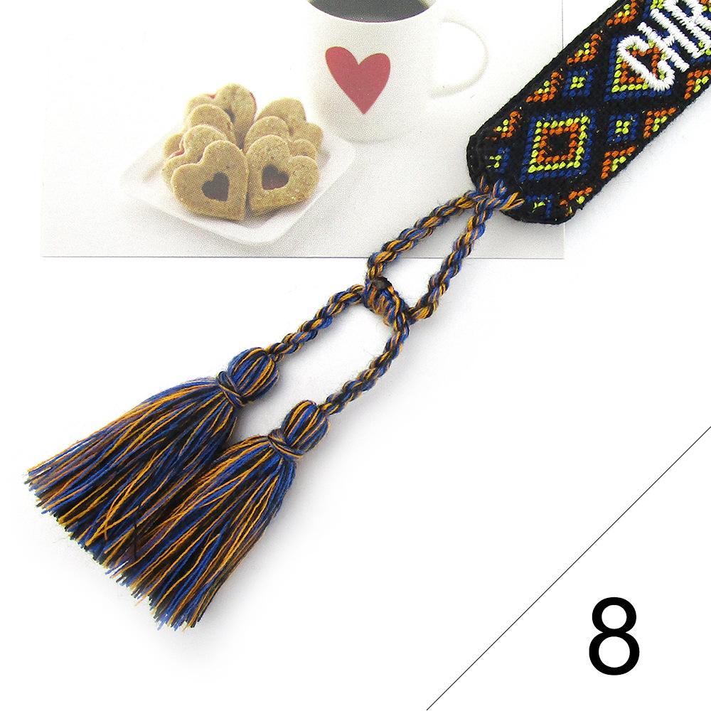 Custom Bohemian Embroidered Bracelet with Tassel and Woven Rope - Handmade Jewelry for Couples and Women