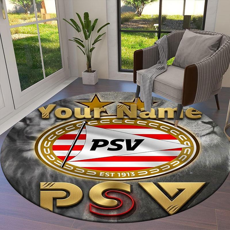 Philips Sport Vereniging Custom Name Round Area Rug,Carpet Rug for Living Room Bedroom Sofa Playroom Decor,Non-slip Floor Mat