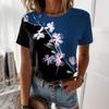 Summer Women 3D Printing Painting  Round Neck Casual T-Shirts Everyday Pullover Tops Floral Theme T-Shirts New Elegant Top