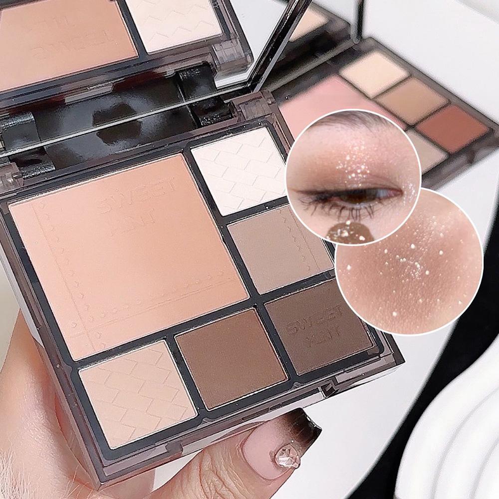 Gradient eyeshadow palette, atmosphere, eyeshadow, high-gloss, repairing blush, all-in-one multi-function integrated palette